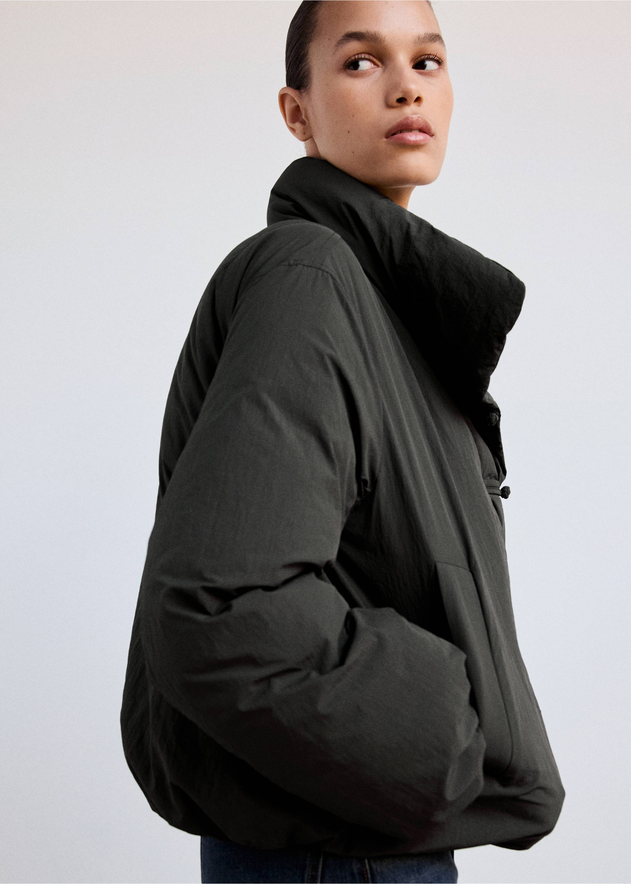 Anorak acolchado alamares - Plano medio, Gris. Ref: 37095987-00.