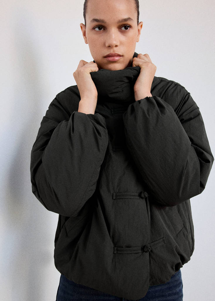 Padded anorak with toggle fastenings — Grey