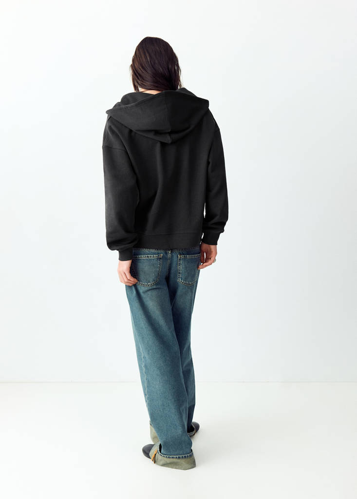 Hoodie with tie detail — Charcoal
