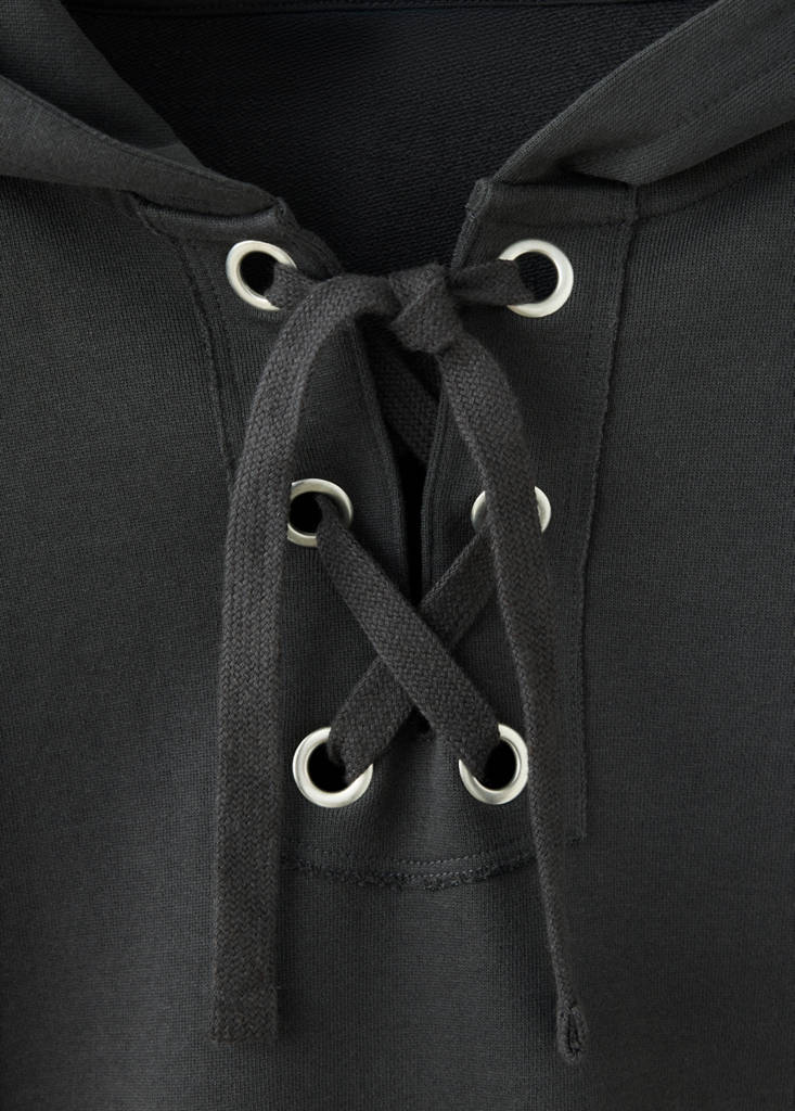 Hoodie with tie detail — Charcoal