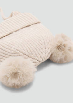 Pom pom cable-knit beanie — Sand 3