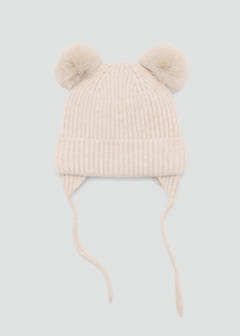 Pom pom cable-knit beanie — Sand 1