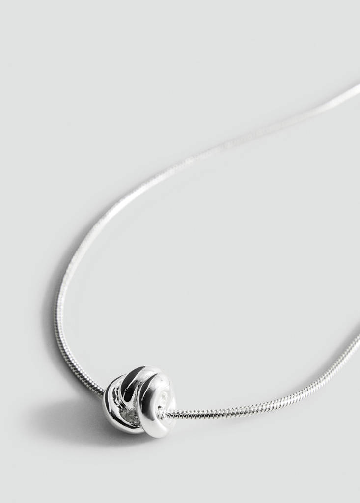 Stainless steel bead necklace — Silver