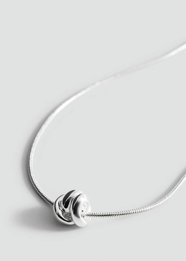 Stainless steel bead necklace — Silver