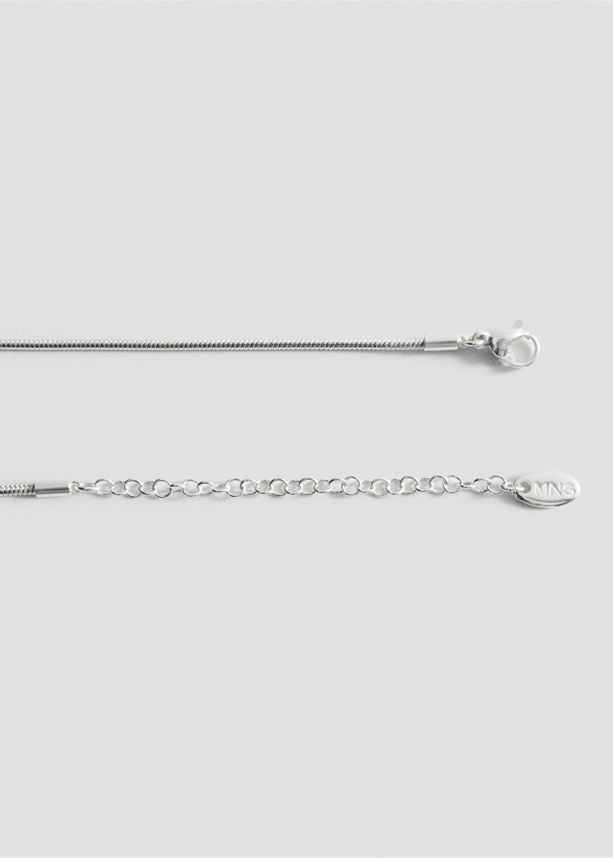 Stainless steel beaded necklace - Details of the article 1, Silver. Ref: 37095991-00.
