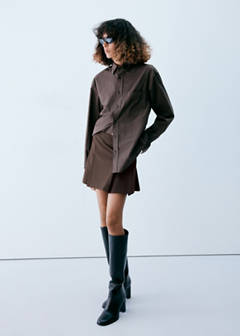 Pleated skirt with buckle details — Brown 2