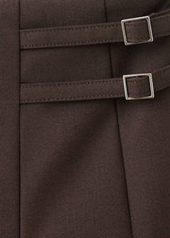 Pleated skirt with buckle details — Brown 7