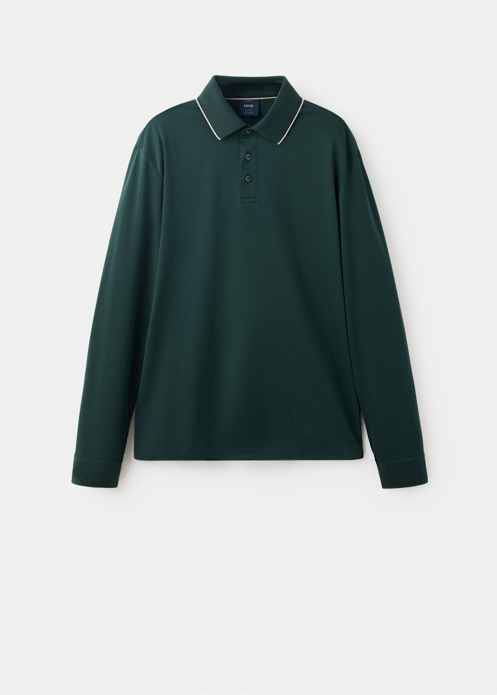 100% cotton polo shirt with contrasting detail - Article without model, Dark Green. Ref: 37095997-00.