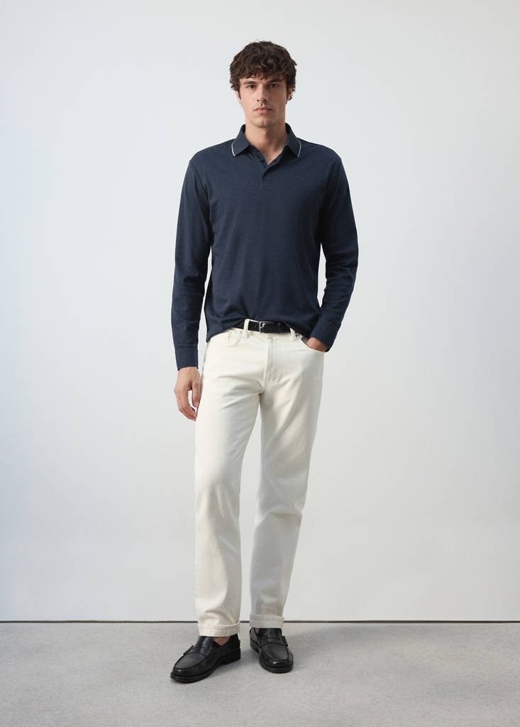 Extra-soft 100% cotton polo shirt — Navy