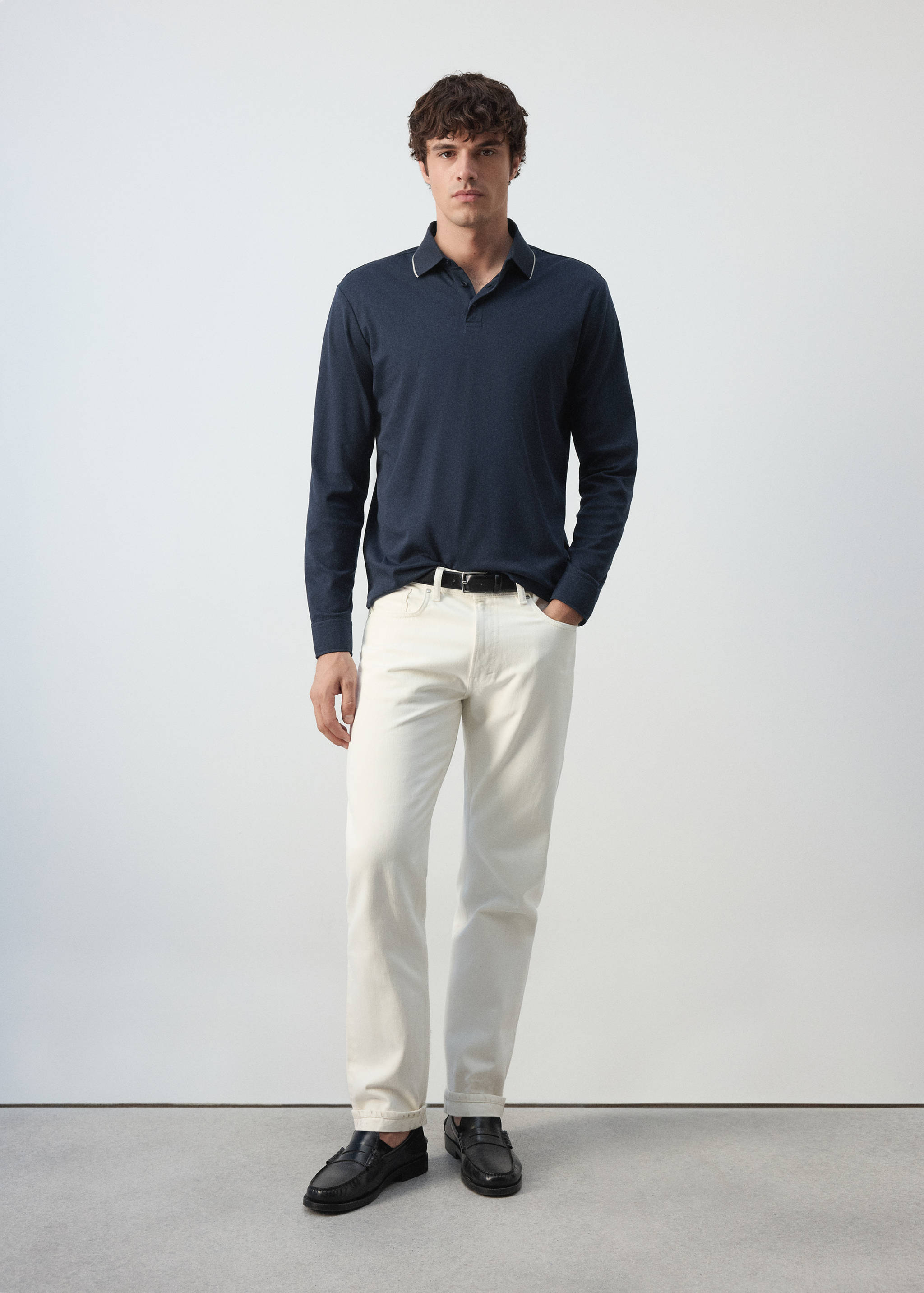 100% cotton polo shirt with contrasting detail - General plane