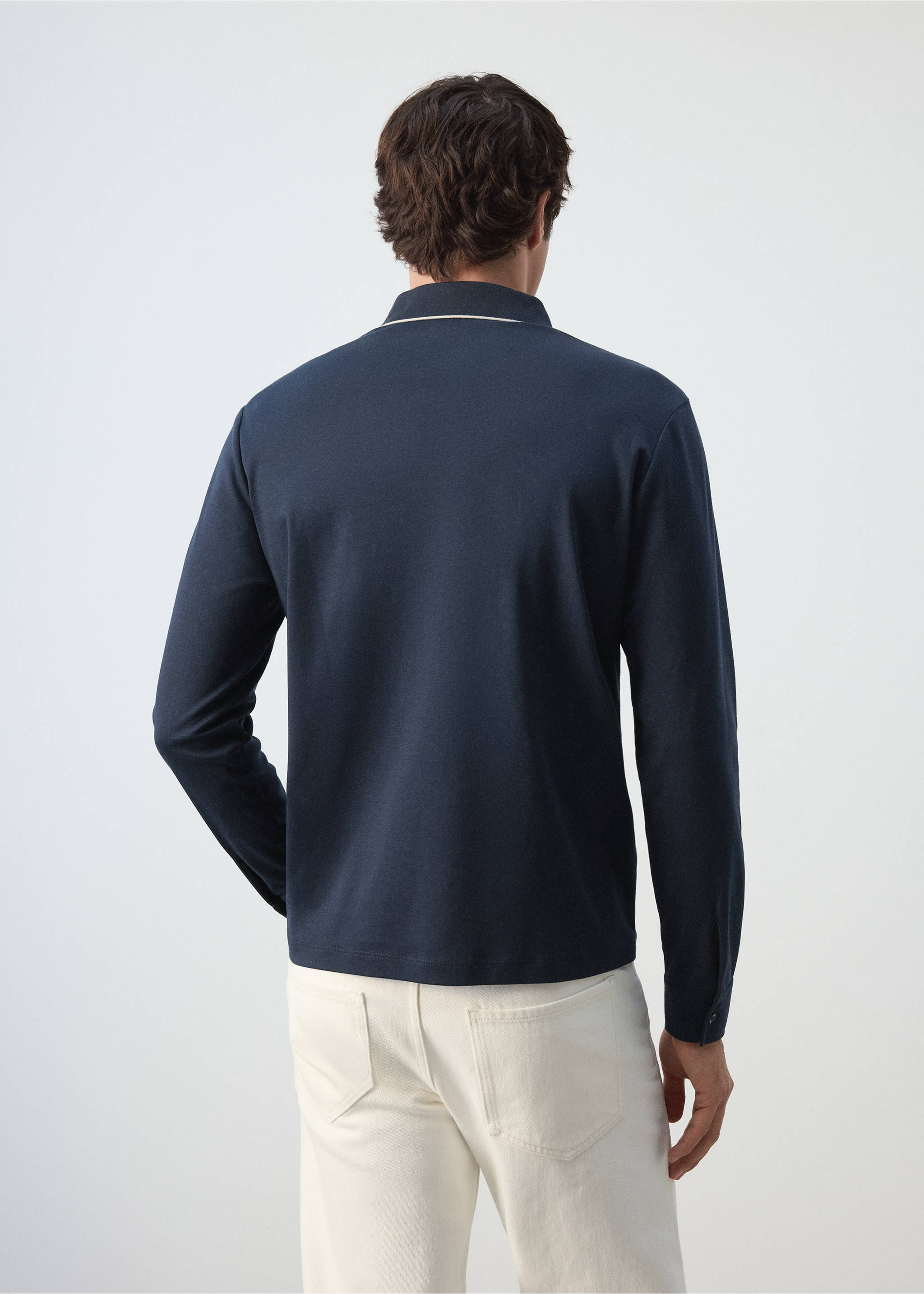 100% cotton polo shirt with contrasting detail - Reverse of the article, Navy. Ref: 37095997-00.