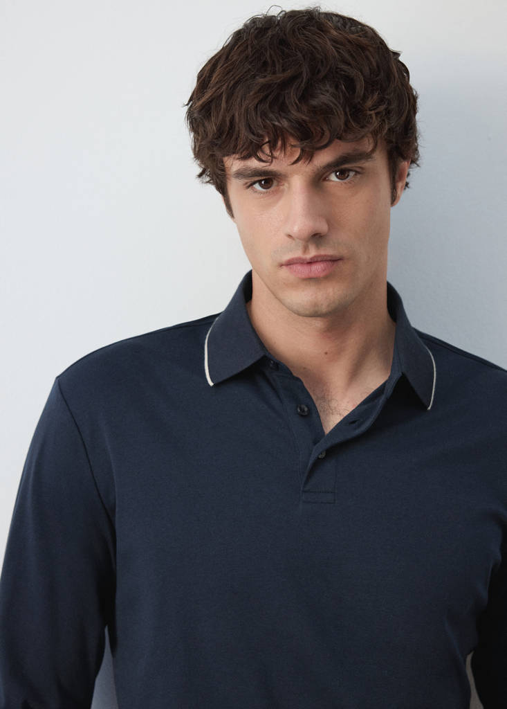 Extra-soft 100% cotton polo shirt — Navy