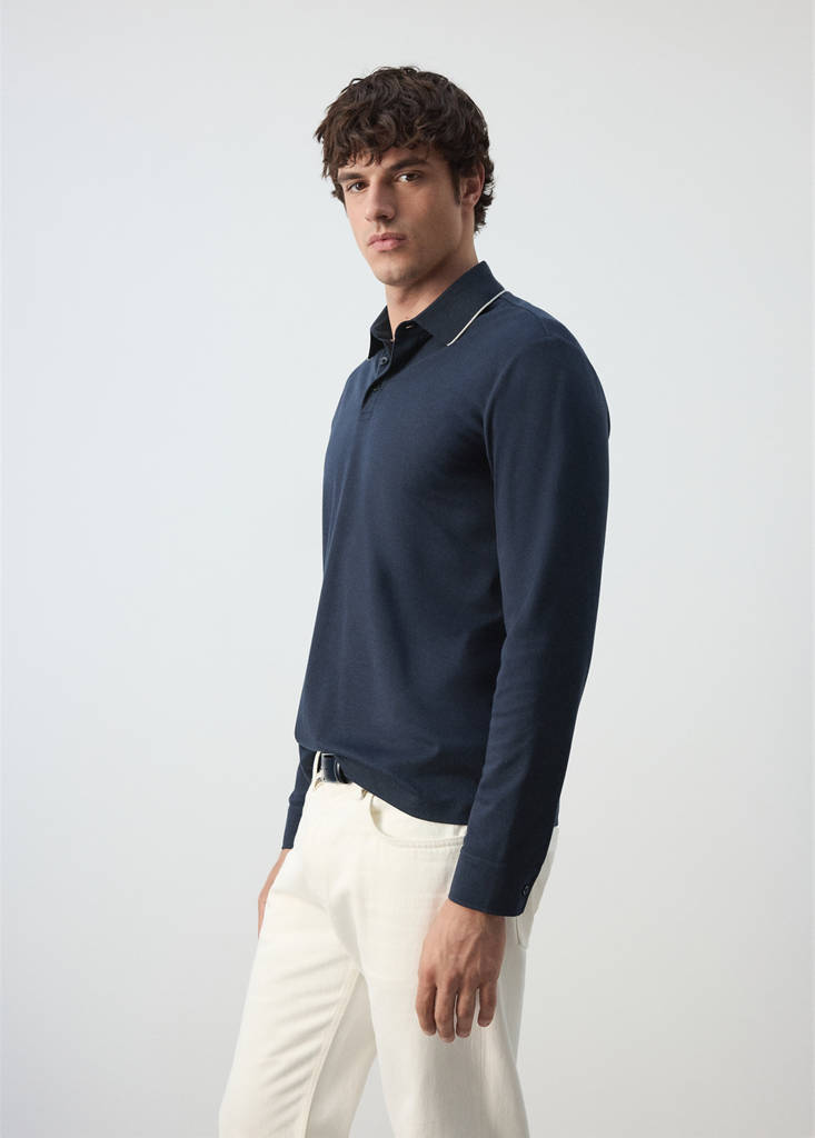 Extra-soft 100% cotton polo shirt — Navy