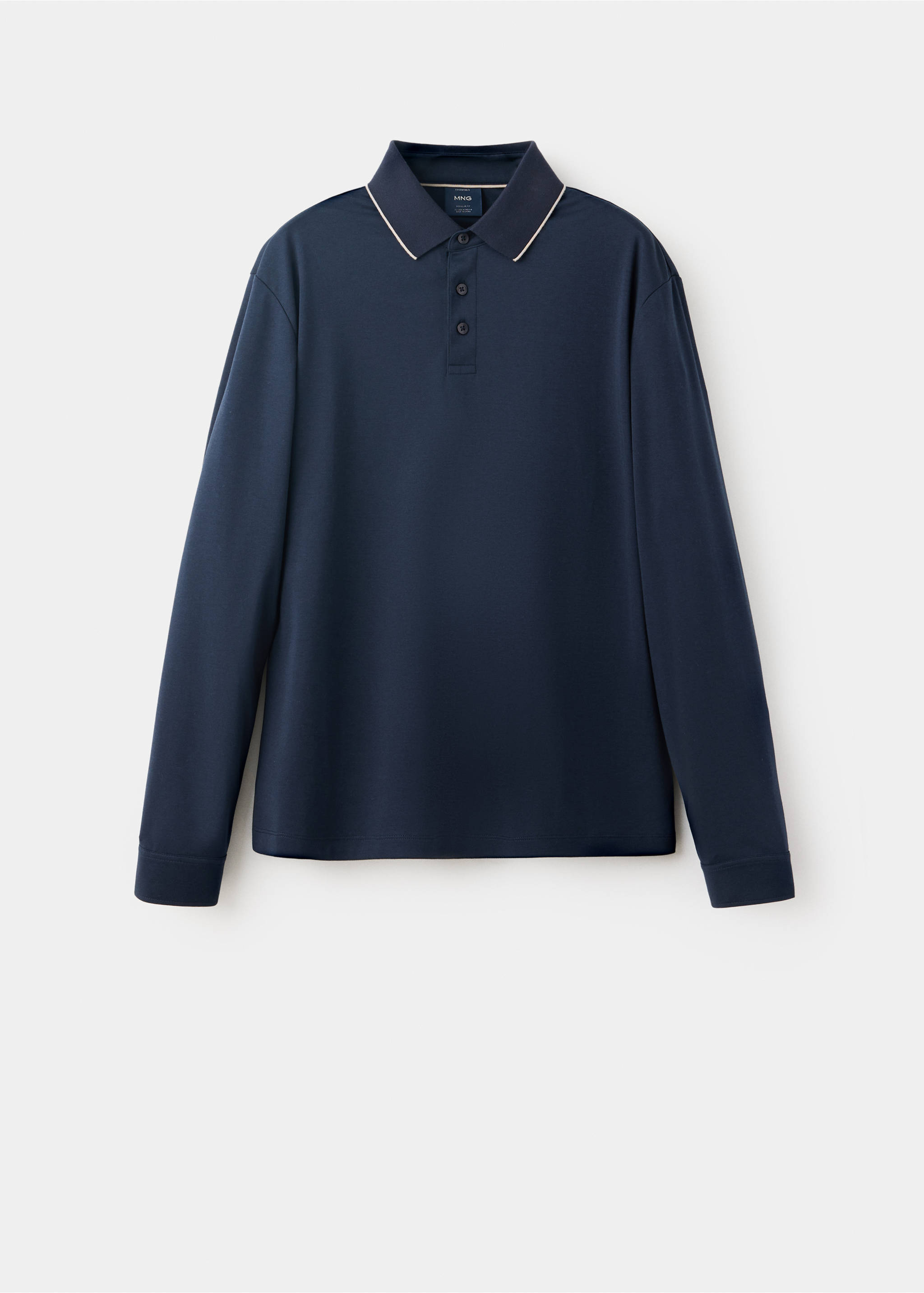 100% cotton polo shirt with contrasting detail - Article without model, Navy. Ref: 37095997-00.
