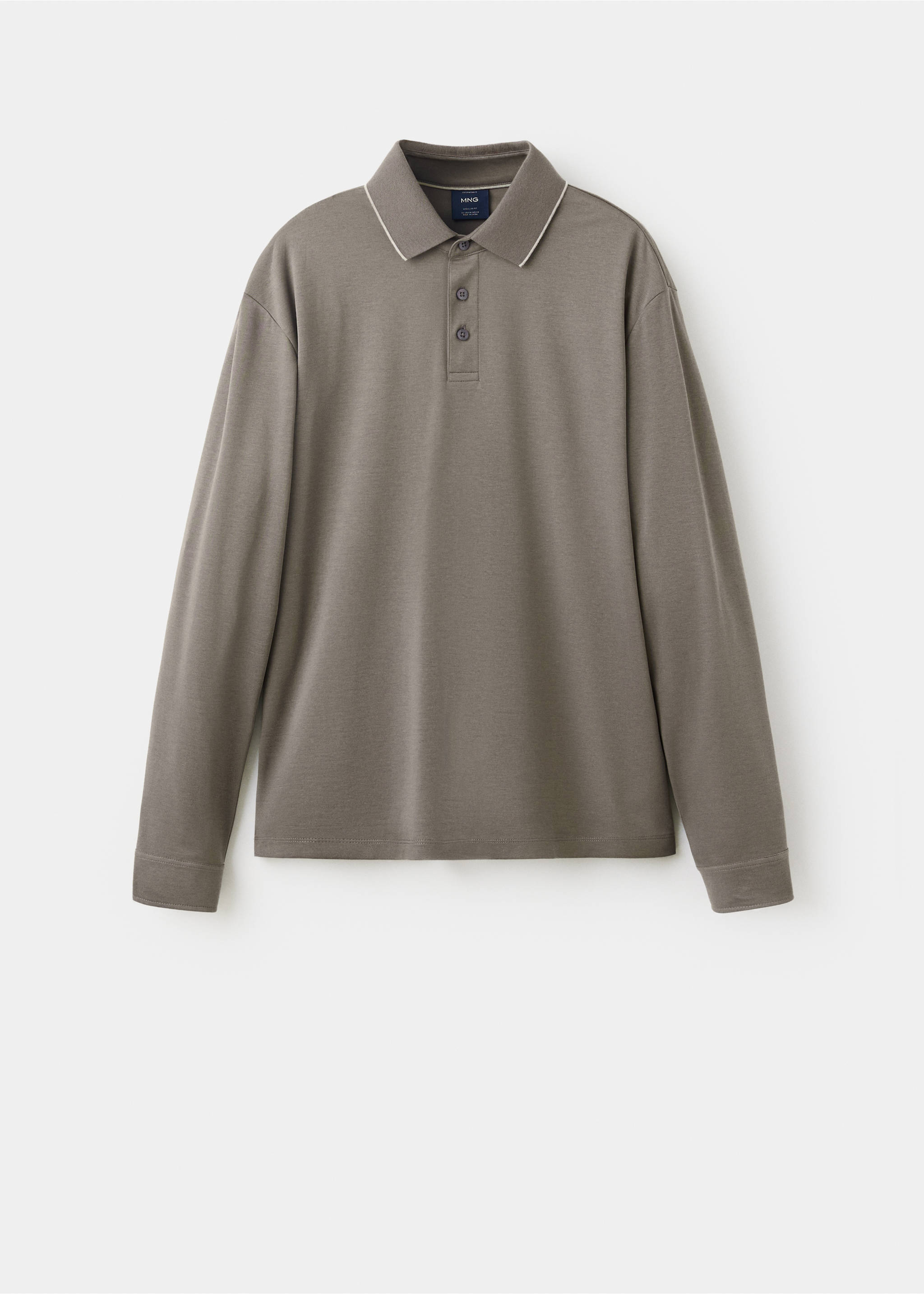 100% cotton polo shirt with contrasting detail - Article without model, Mink Grey. Ref: 37095997-00.