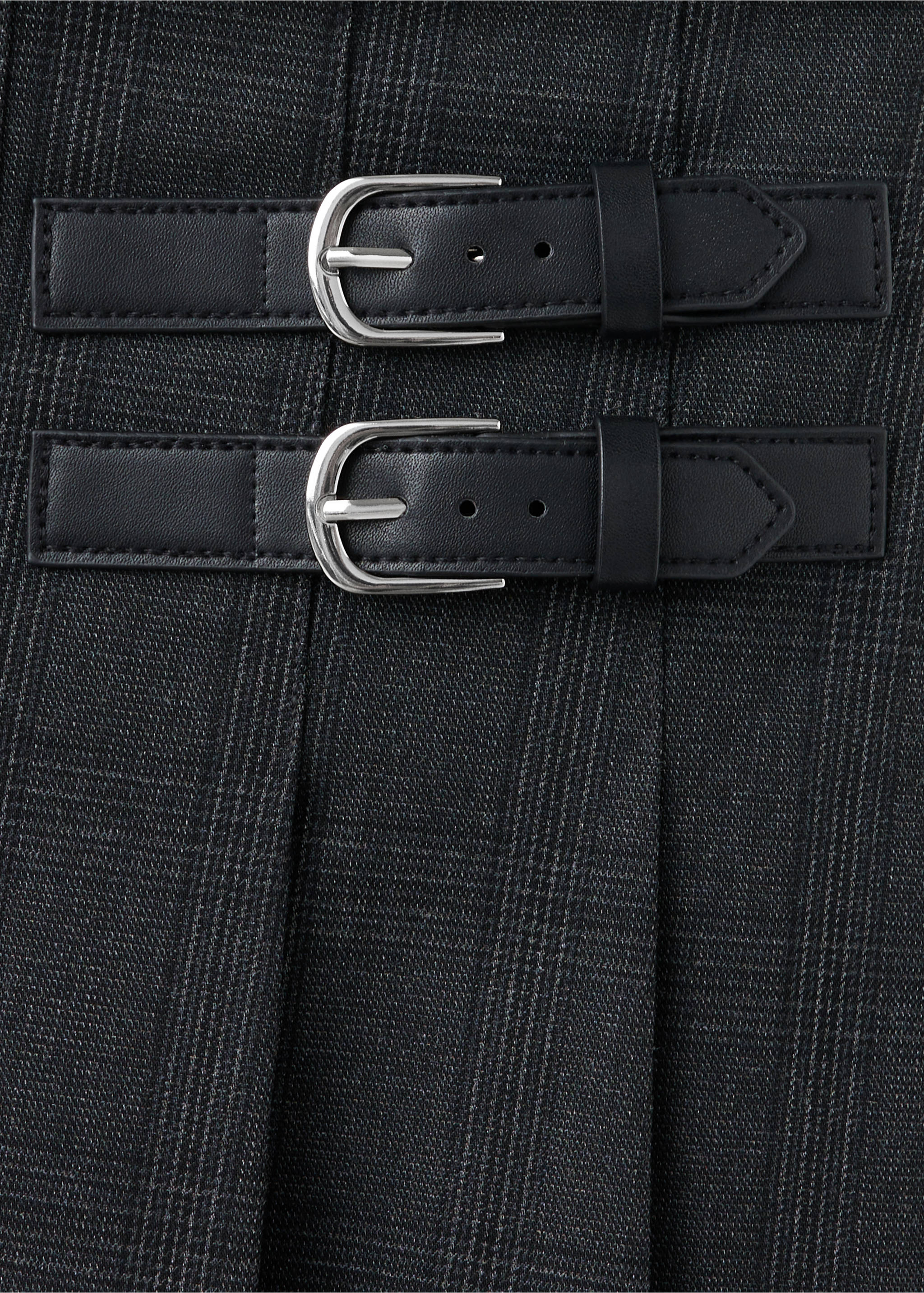 Pleated check skirt - Details of the article 8, Grey. Ref: 37095998-00.