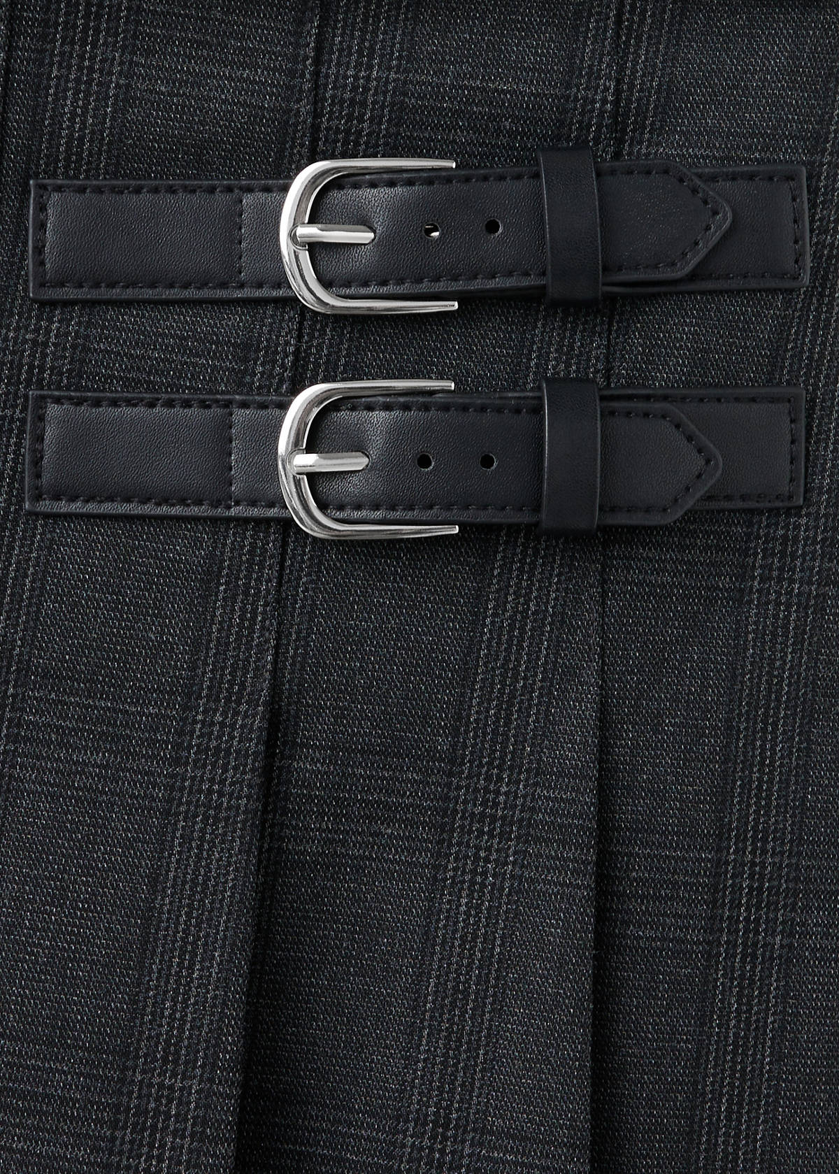 Pleated check skirt — Grey