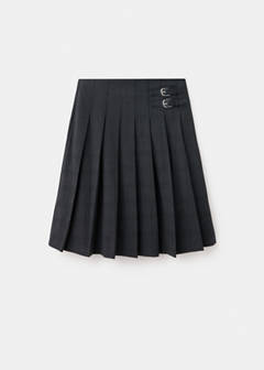 Pleated check skirt — Grey 5