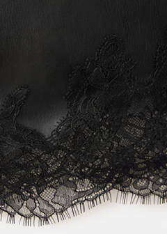 Faux leather skirt with lace trim — Black 9