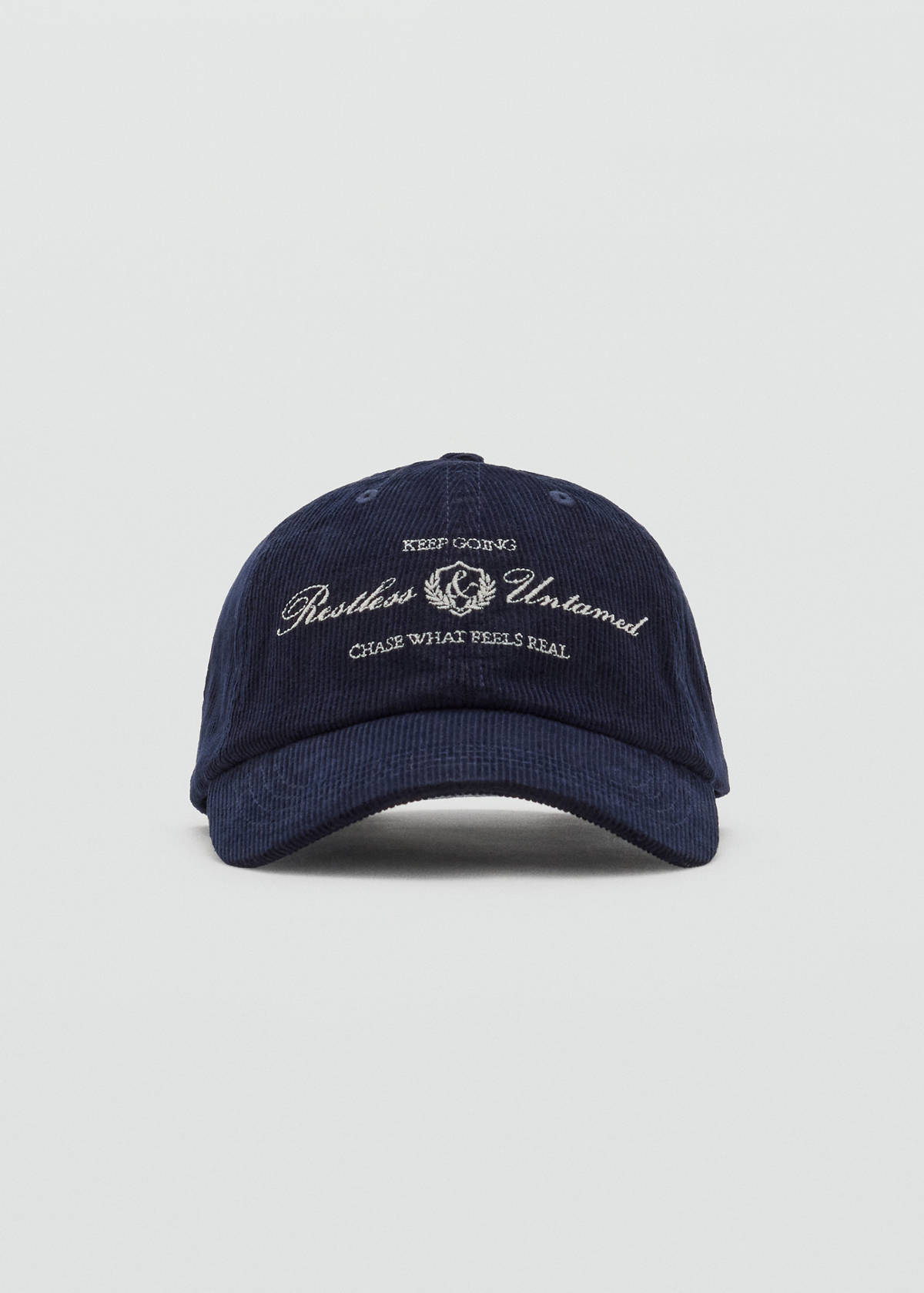 Embroidered corduroy cap — Navy