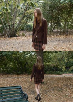 Short check skirt — Brown 4