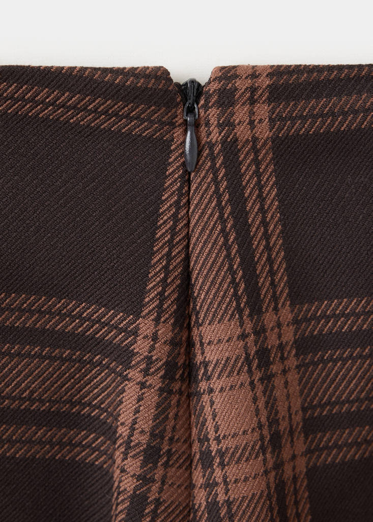 Short check skirt — Brown