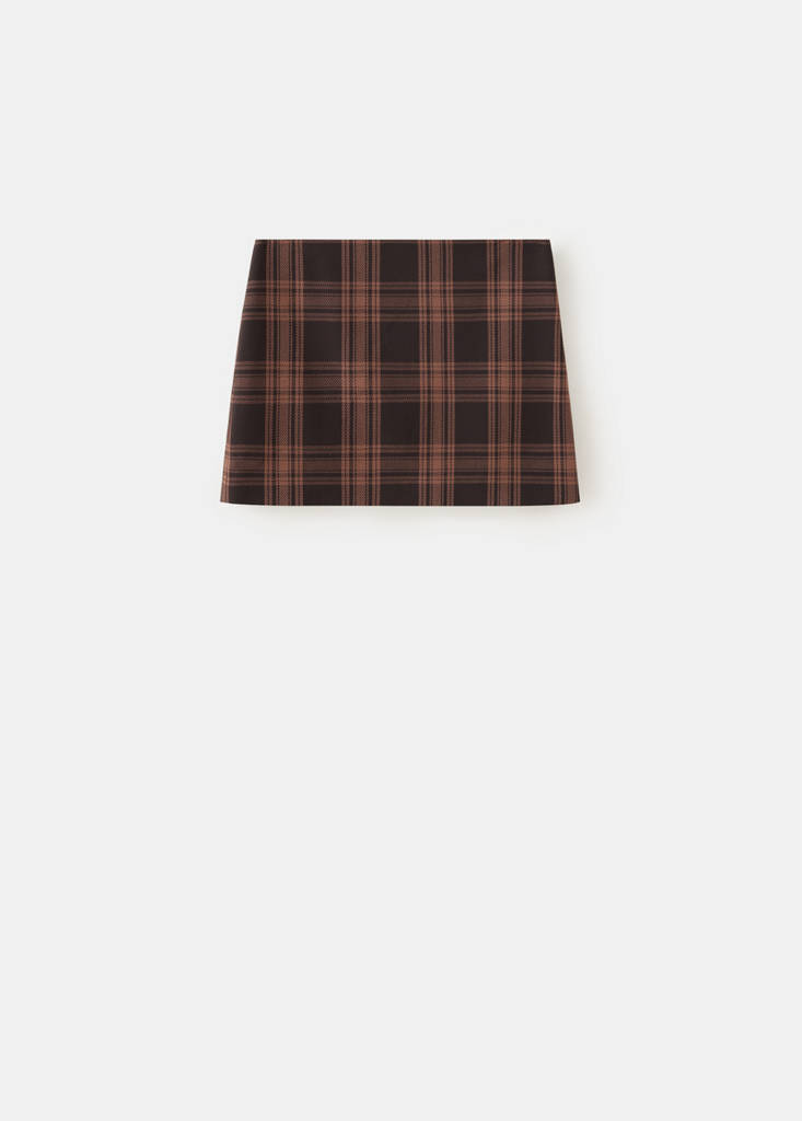 Short check skirt — Brown