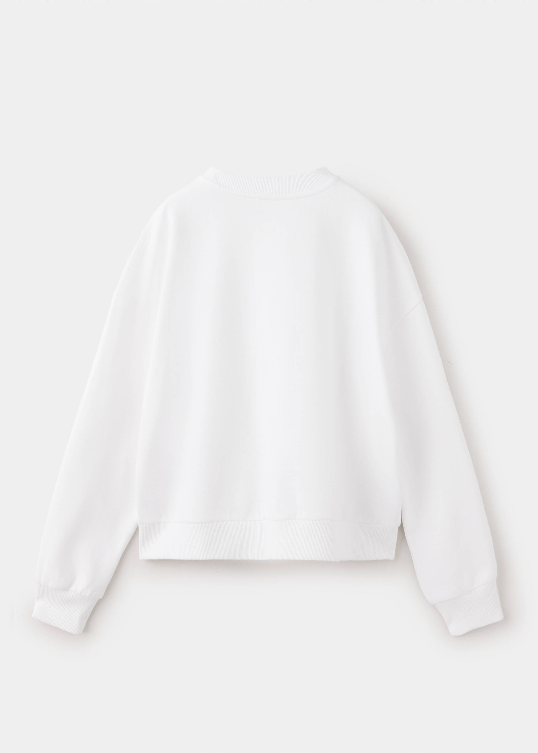 Back view of a white children's sweatshirt with a ribbed crew neck., Off White. Ref: 37096002-00.