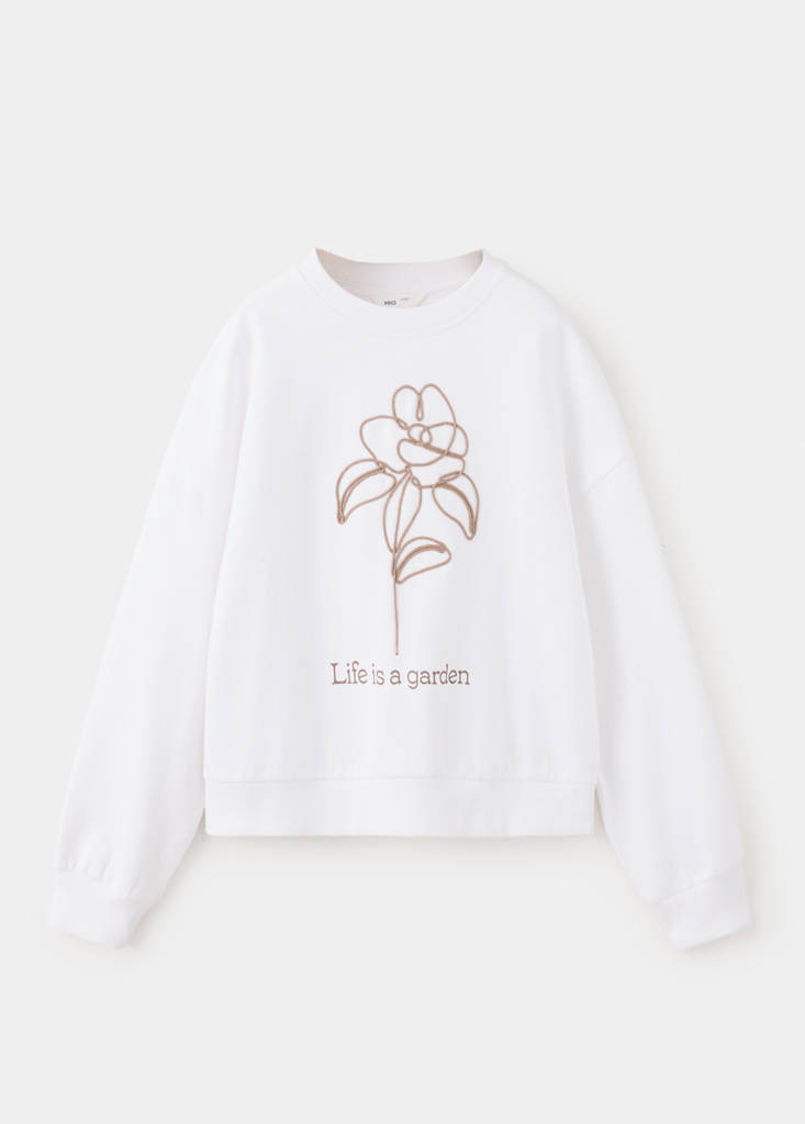 Bawełniana bluza ze wzorem złamana biel - Dzieci - 9-10 lata - MANGO KIDS