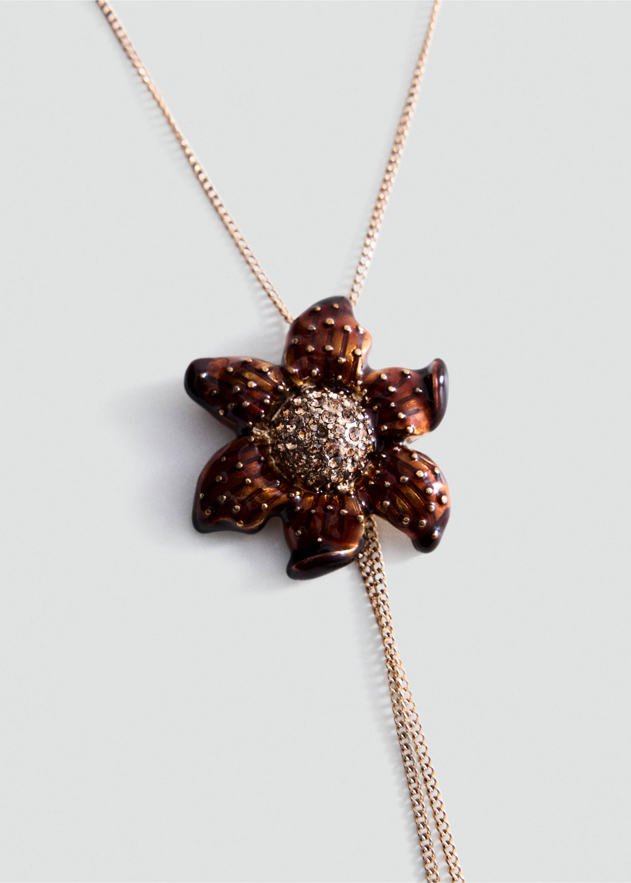 Double floral necklace - Medium plane, Gold. Ref: 37096005-00.