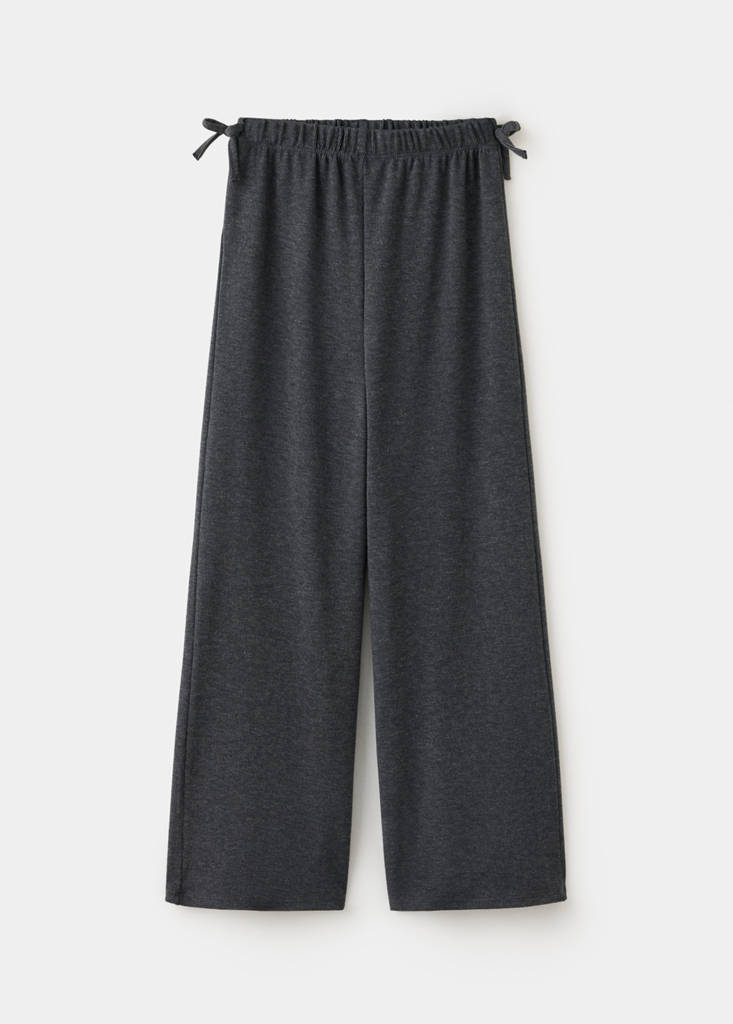Spodnie wide leg z wiązaniami antracytowy - Dzieci - 7-8 lata - MANGO KIDS