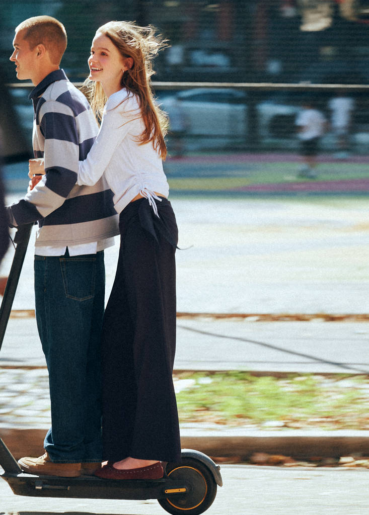 Striped polo-neck sweatshirt — Grey