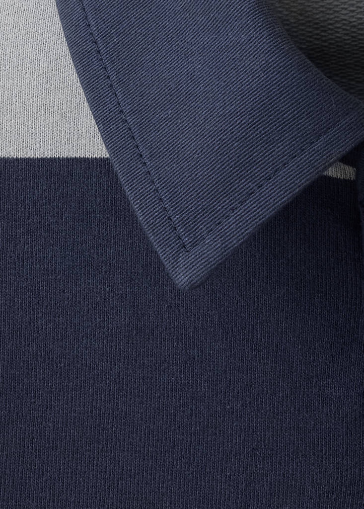 Striped polo-neck sweatshirt — Grey