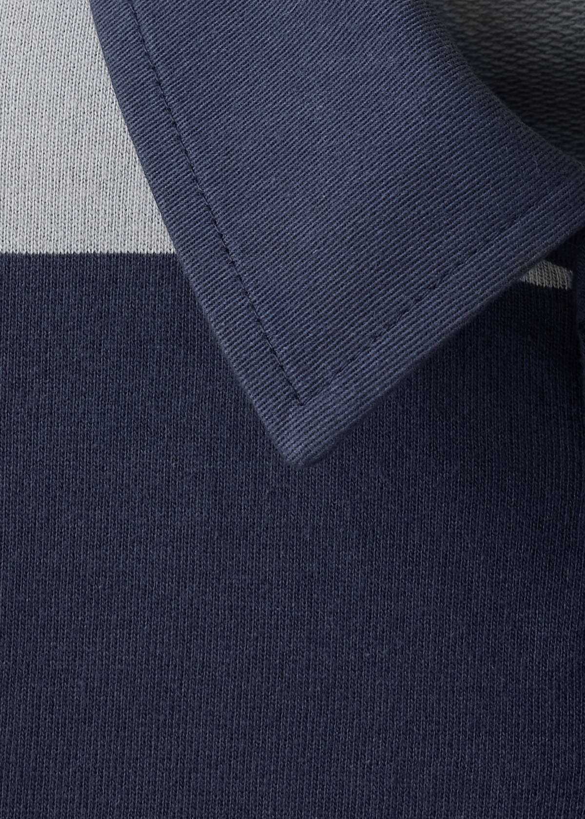 Striped polo-neck sweatshirt — Grey