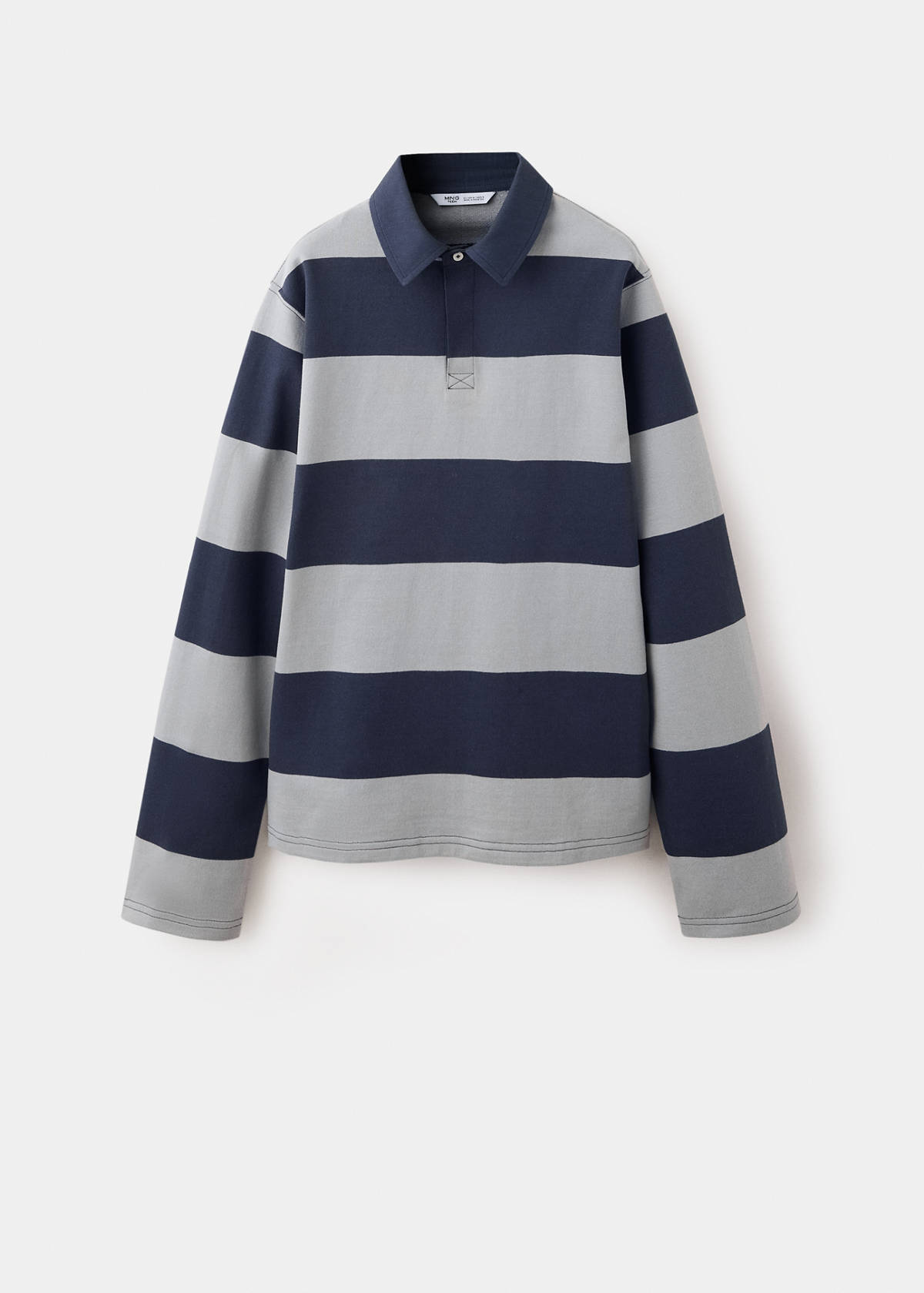 Striped polo-neck sweatshirt — Grey