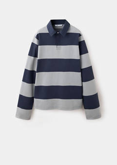 Striped polo-neck sweatshirt — Grey 5