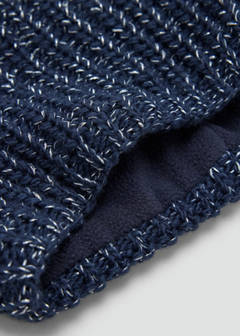Knitted tubular scarf with contrast yarn — Navy 2