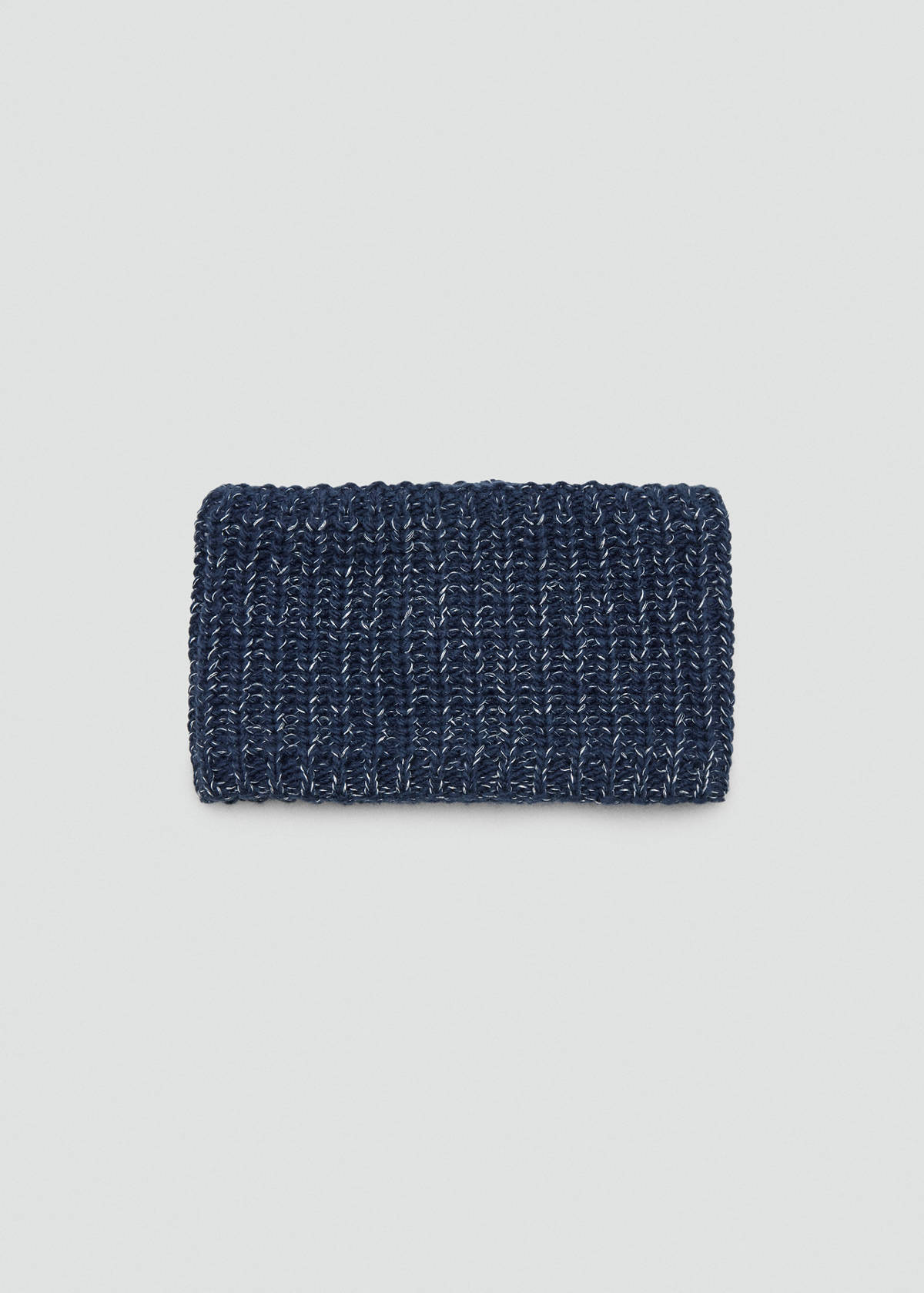 Knitted tubular scarf with contrast yarn — Navy