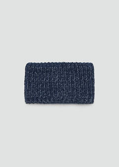 Knitted tubular scarf with contrast yarn — Navy 1