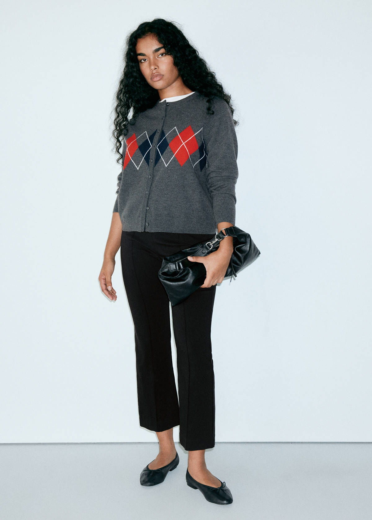 High-waist crop trousers — Black