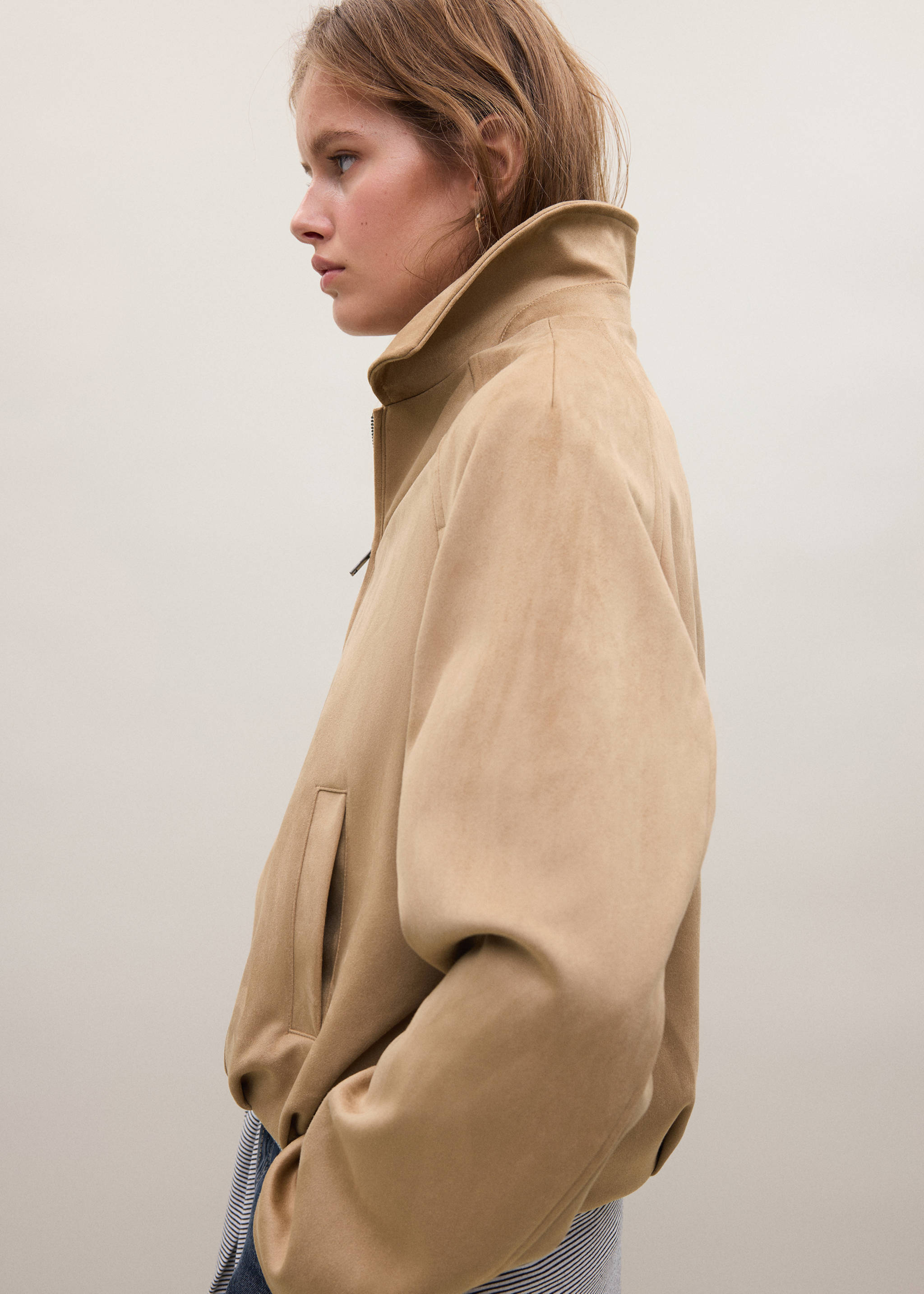 Balloon jacket with suede effect - Medium plane