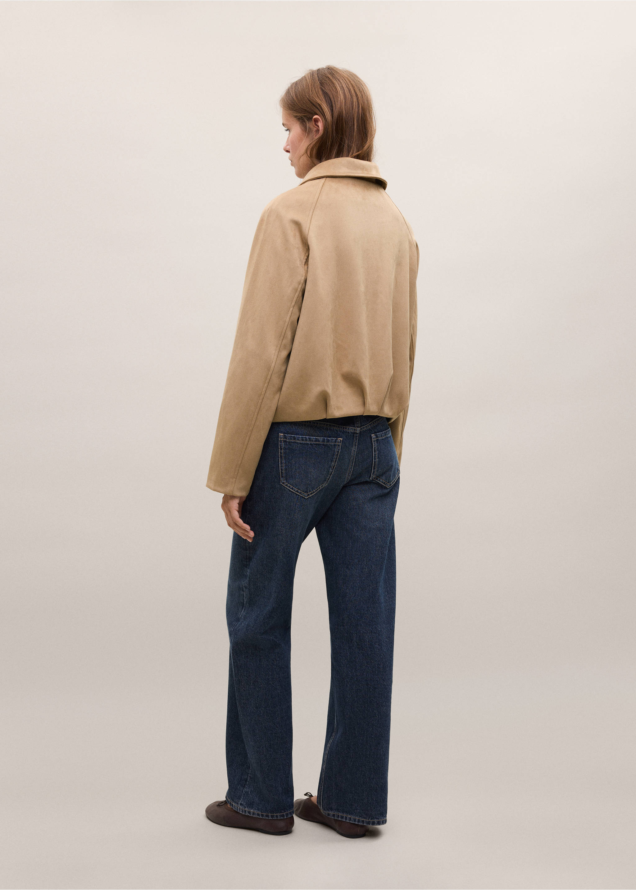 Balloon jacket with suede effect - Reverse of the article, Tobacco Brown. Ref: 37096320-00.