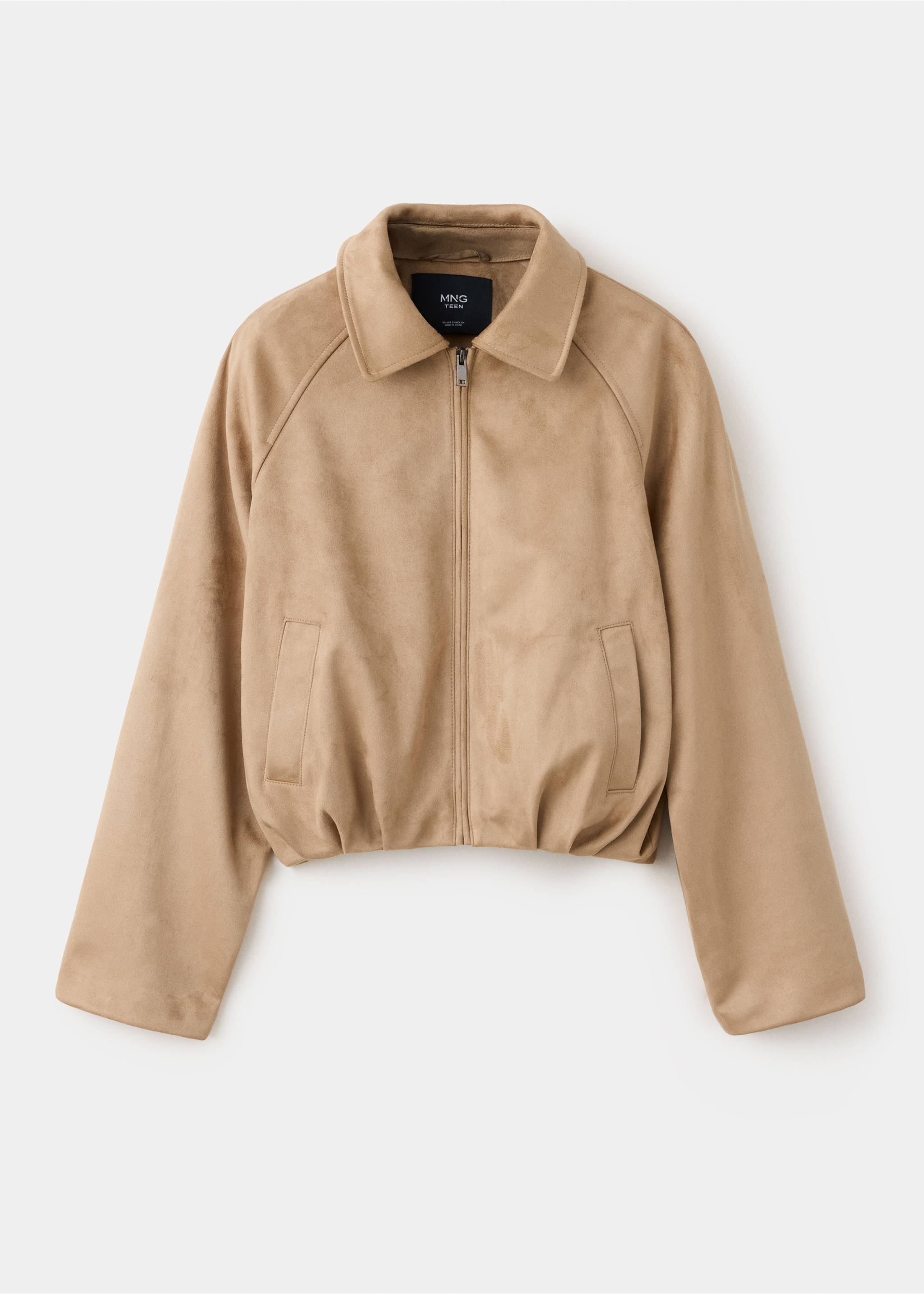 Balloon jacket with suede effect - Article without model, Tobacco Brown. Ref: 37096320-00.