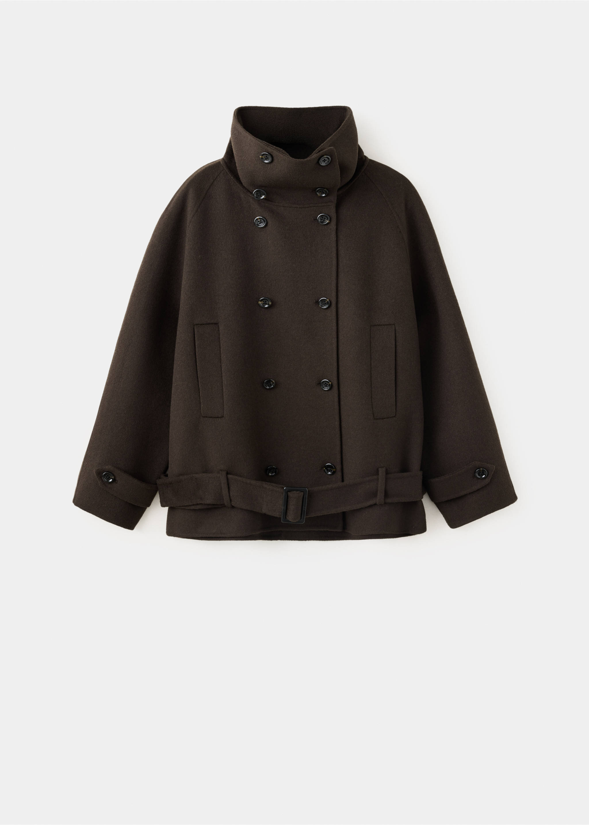 Double-breasted wool jacket - Article without model, Chocolate. Ref: 37096325-00.