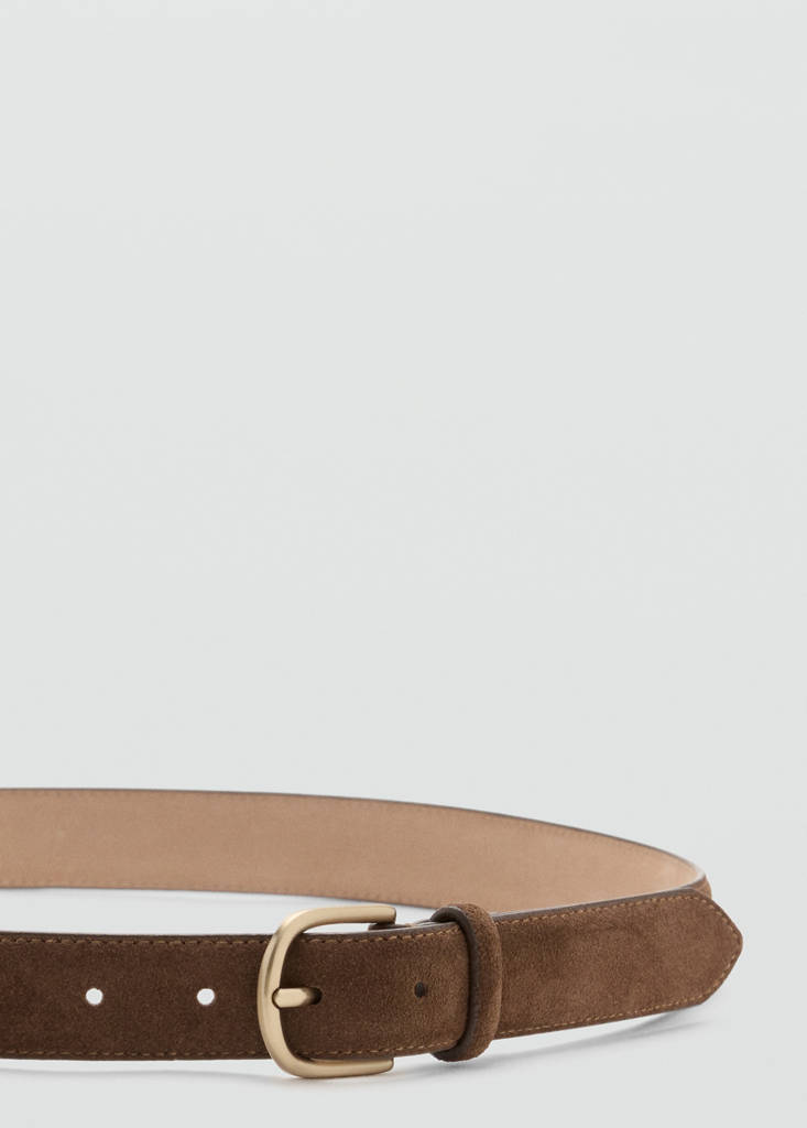 Suede leather belt — Brown