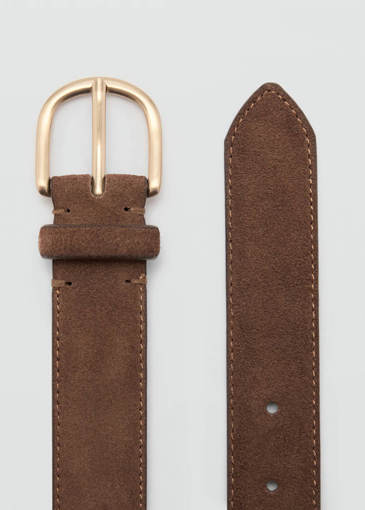 Suede leather belt — Brown