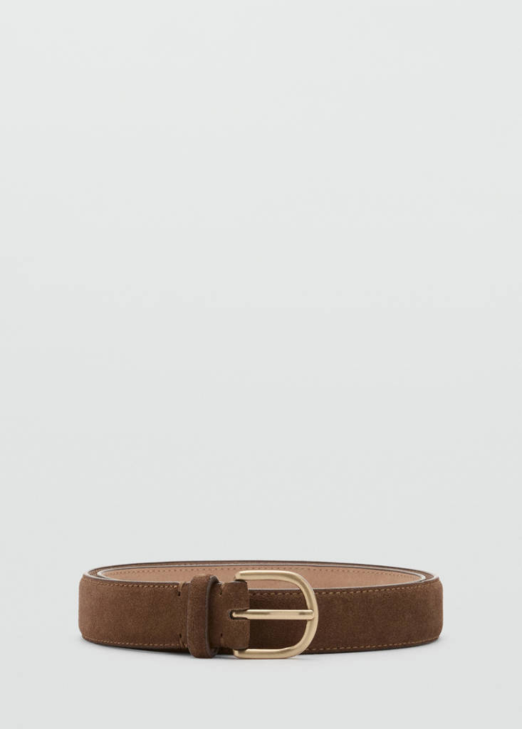 Suede leather belt — Brown