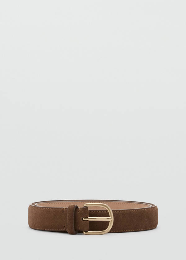 Suede leather belt — Brown