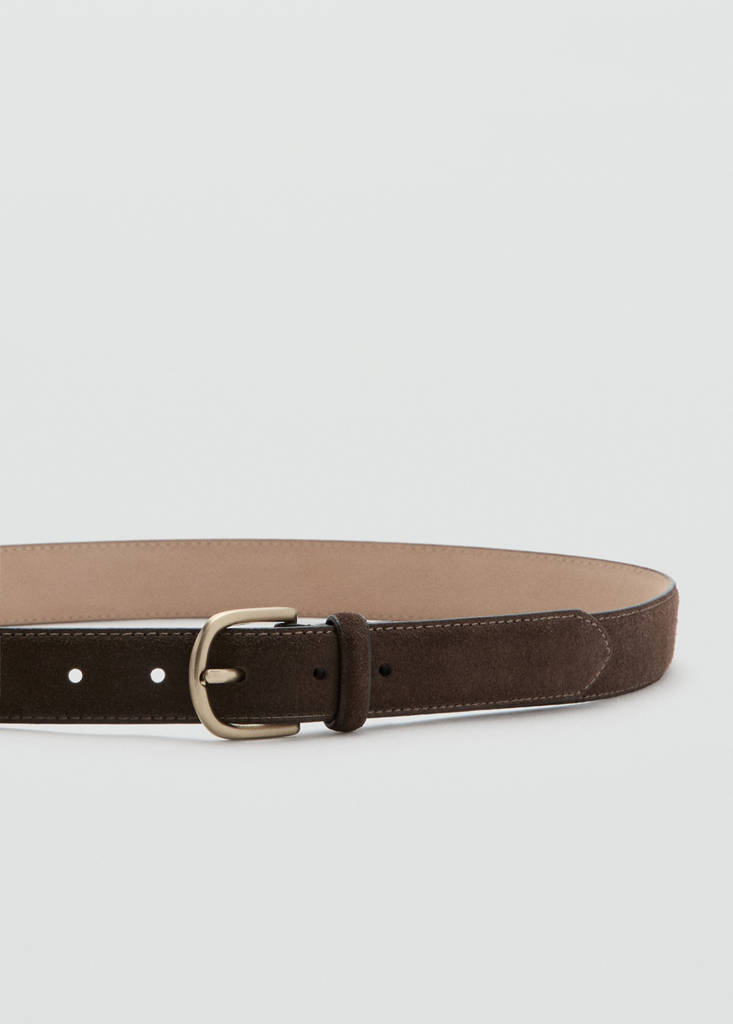Suede leather belt — Coffee