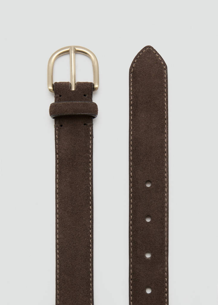 Suede leather belt — Coffee